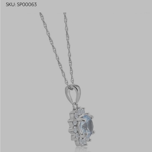 Pompeii3 Diamond Halo Pendant 10k White Gold Necklace - Picture 4 of 8